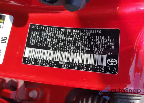 2014 Toyota Corolla Le из США, поврежденный, VIN 5YFBURHE2EP141845